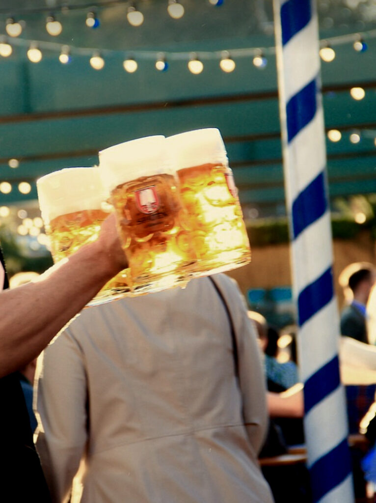Man is carrying beer on the octoberfest